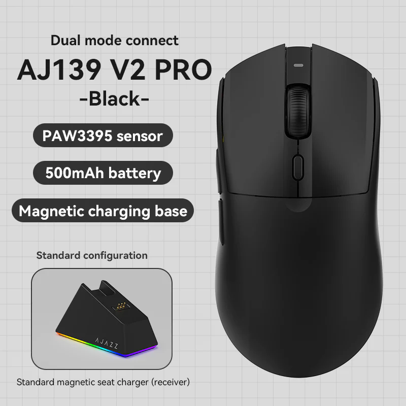 MechLands AJAZZ AJ139 V2 MC Gaming Mouse with Charging Base, Adjustable 12,000 DPI, PAW3311 Sensor, 3 Modes Wireless Mouse, 500mAh Battery, 1000 Polling Rate, 66g Lightweight, Win/Mac - Image 26