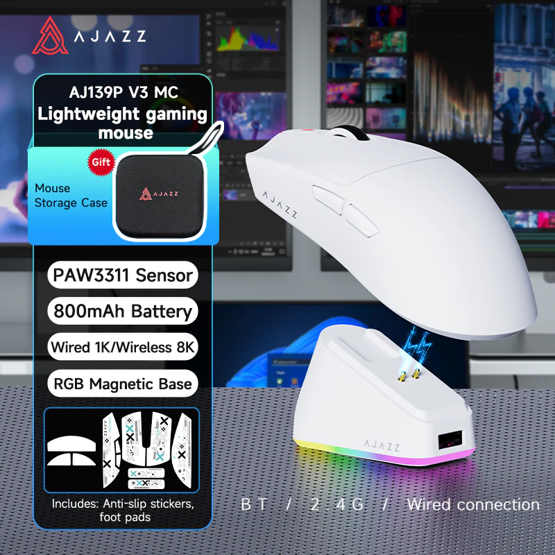 AJAZZ AJ139P V3 MC/MAX Gaming Mouse 800mAh battery PAW3311 /PAW3395 sensor with 1000Hz Polling Rate and 24000DPI 6-speed adjustable - Image 5