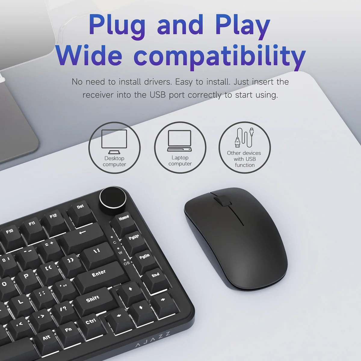 AJAZZ NJ06 Wireless optical Mouse 2.4G Optical Tracking Plug and PlayWide compatibility - Image 5