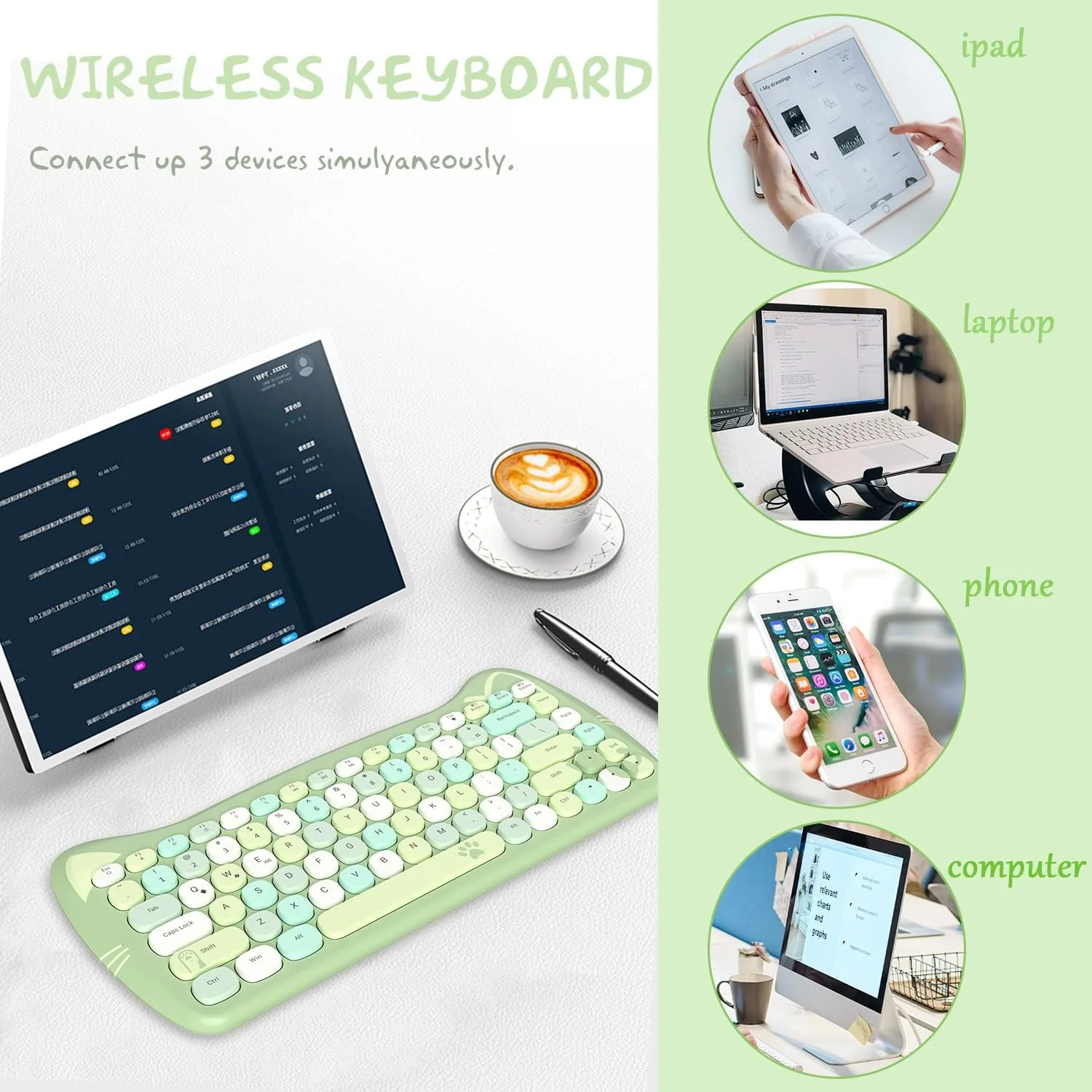 AJAZZ 3060I Compact 84-key keyboard Bluetooth connection - Image 9