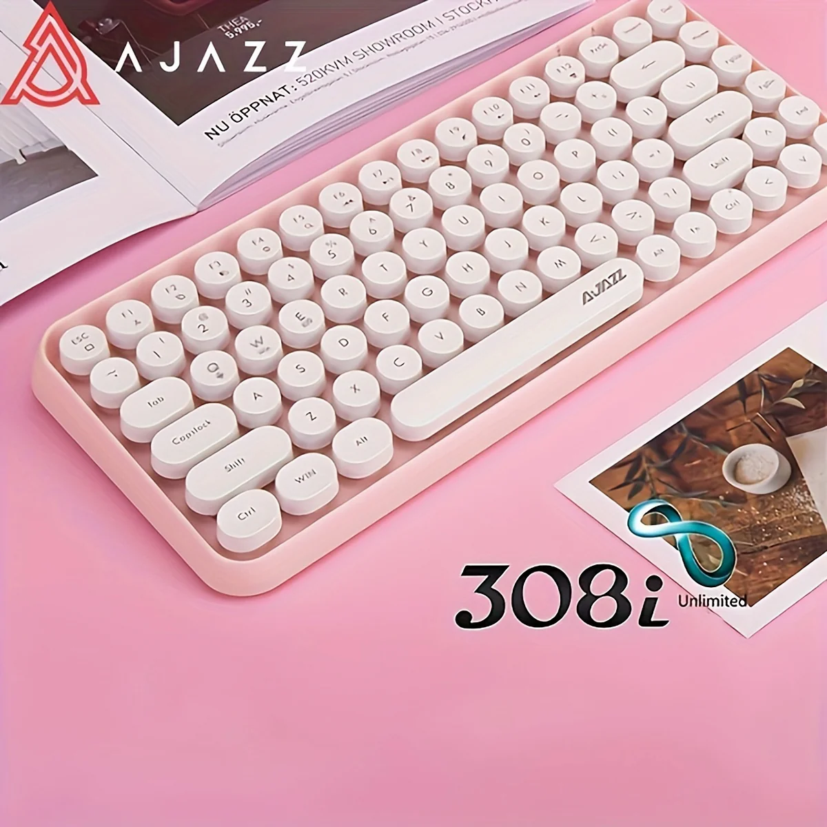 Ajazz 308I 84-key membrane keyboard with round keycaps and Bluetooth connectivity - Image 4