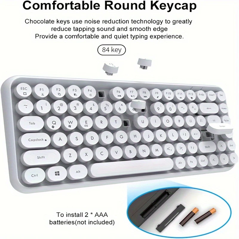 Ajazz 308I 84-key membrane keyboard with round keycaps and Bluetooth connectivity - Image 6