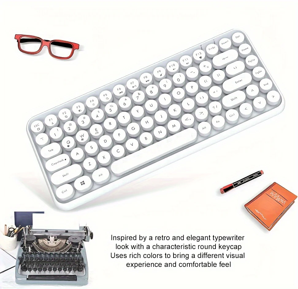 Ajazz 308I 84-key membrane keyboard with round keycaps and Bluetooth connectivity - Image 9