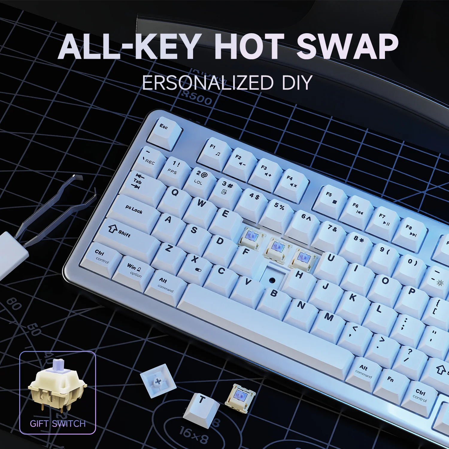 AJAZZ AC100 Aluminum Mechanical Keyboard Bluetooth Wireless 2.4G Wired Hot Swap - Image 12