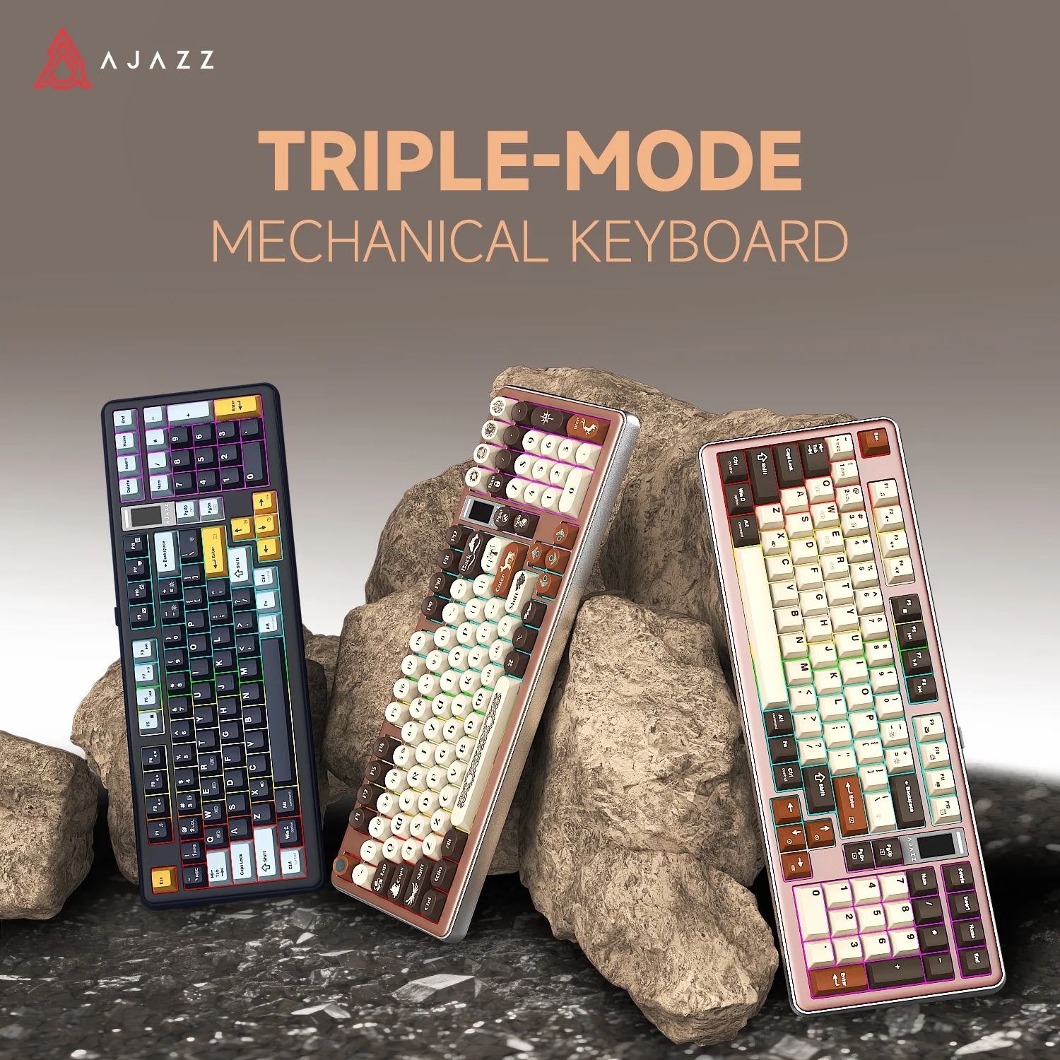 AJAZZ AC100 Aluminum Mechanical Keyboard Bluetooth Wireless 2.4G Wired Hot Swap - Image 3