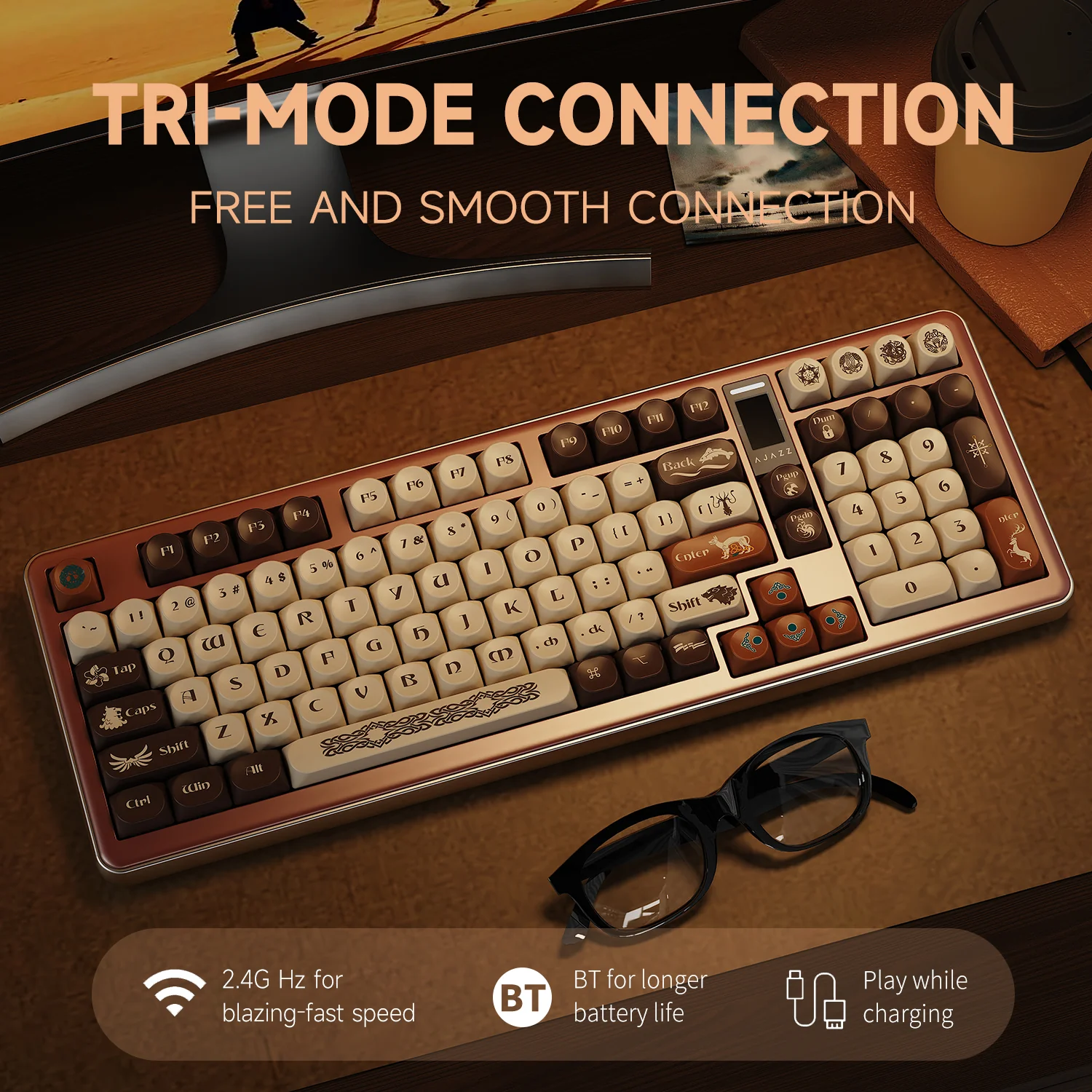AJAZZ AC100 Aluminum Mechanical Keyboard Bluetooth Wireless 2.4G Wired Hot Swap - Image 5