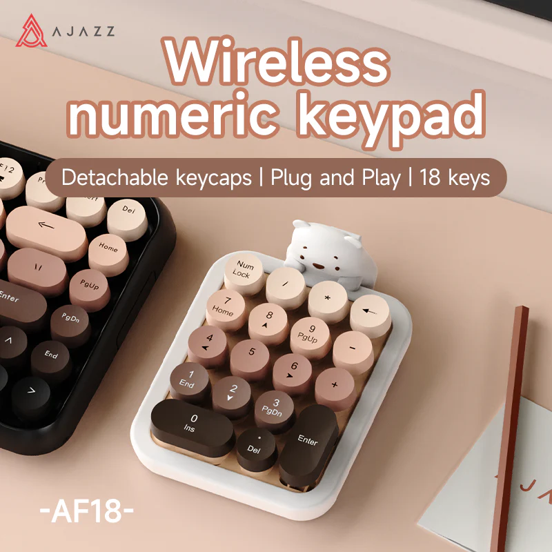 AJAZZ AF18 Wireless Digital Numpad, Bear-shaped Silicone Case, 18-key Layout, Removable Keycaps, Plug and Play - Image 5