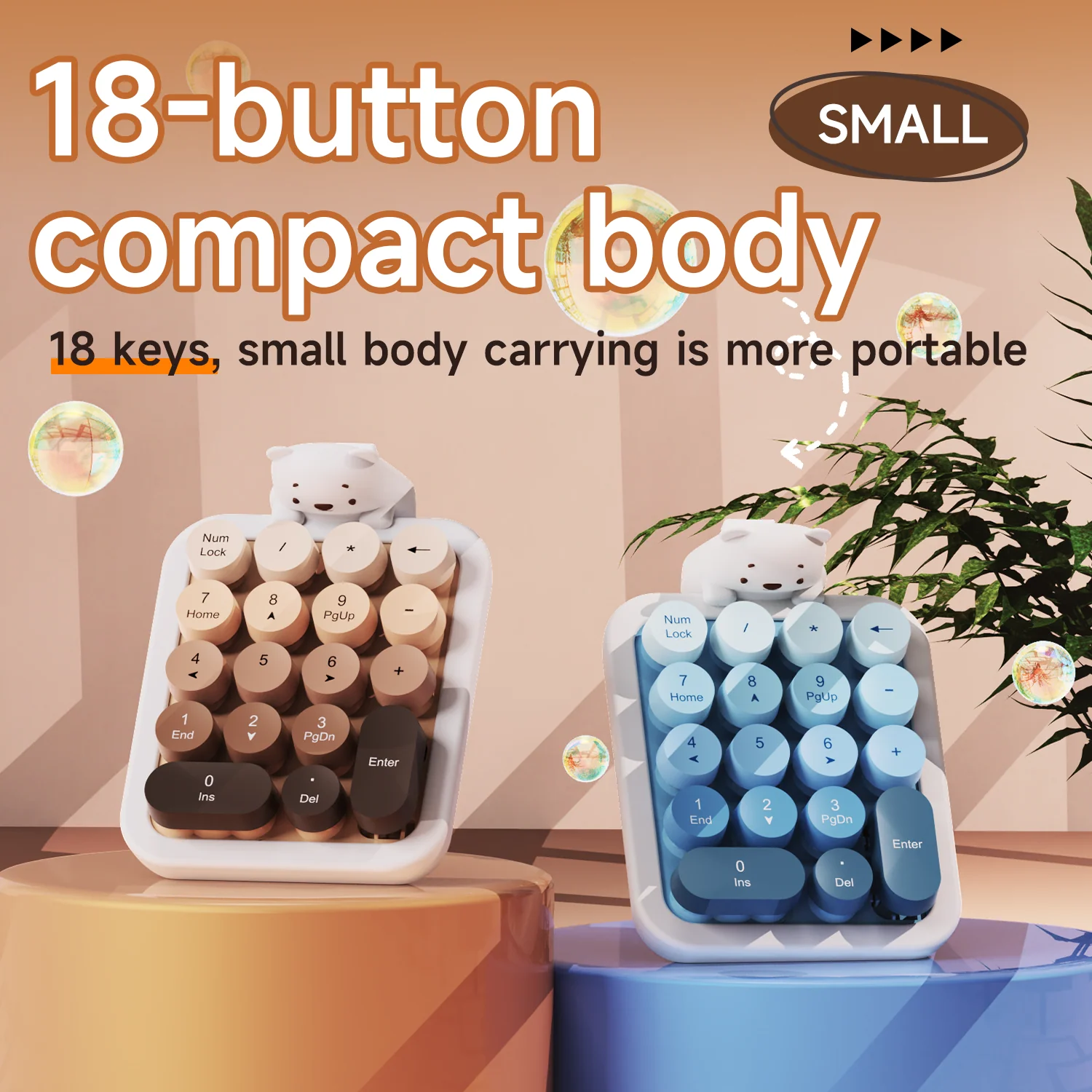 AJAZZ AF18 Wireless Digital Numpad, Bear-shaped Silicone Case, 18-key Layout, Removable Keycaps, Plug and Play - Image 8
