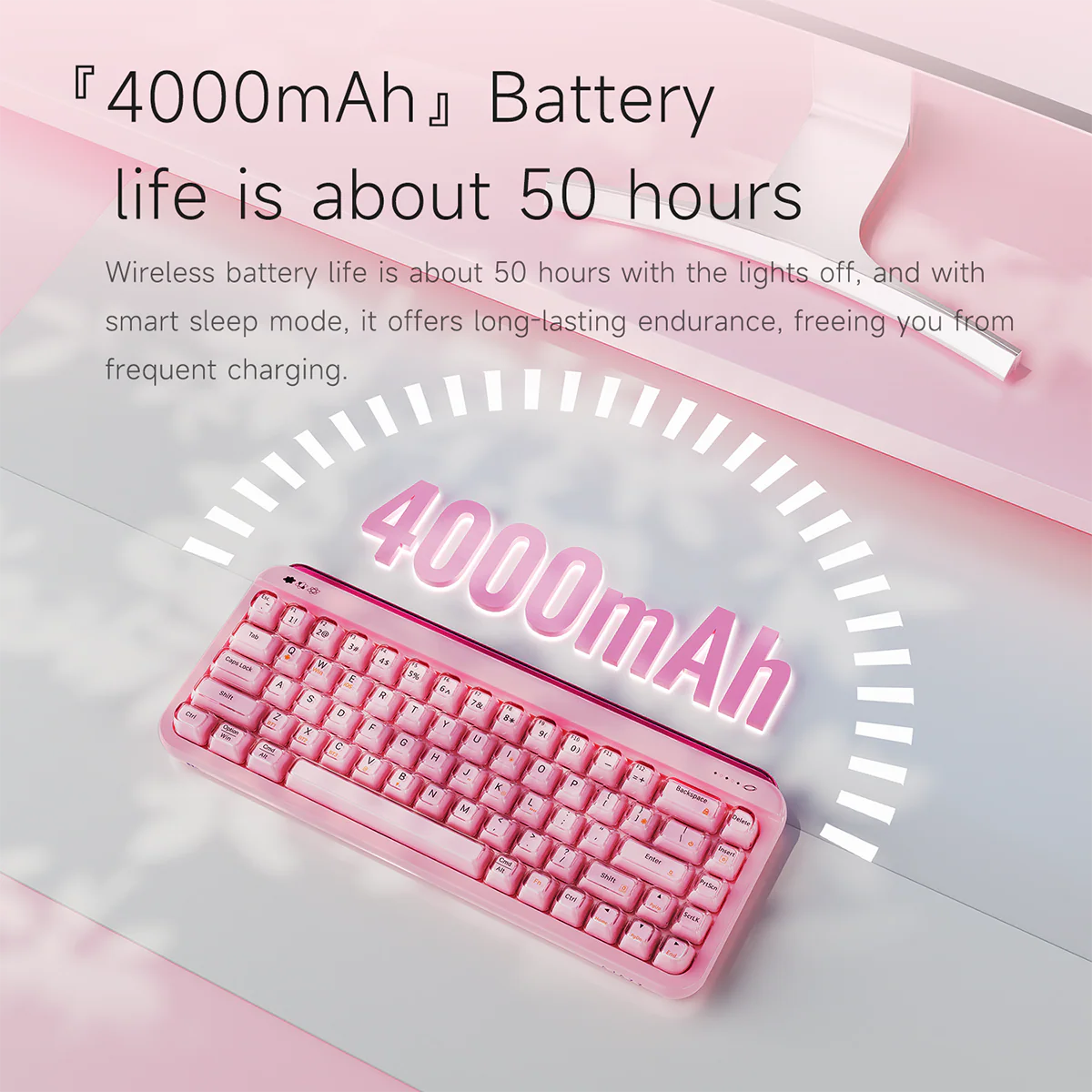 AJAZZ AF68 Tri-mode membrane keyboard 4000mAh Semi-transparent two-tone keycaps RGB side light - Image 10