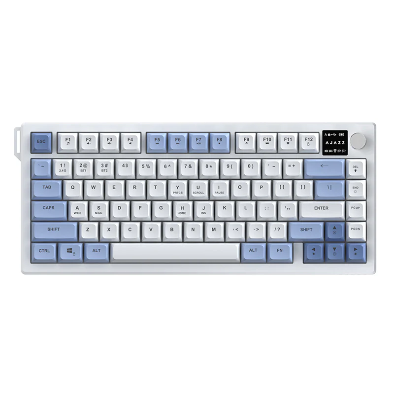 AJAZZ AF82 Gaming keyboard Series Quiet Bluetooth/2.4G Wireless/Wired 75% Layout Multimedia Knob Enjoy Dual Enjoyment for Office and Entertainment