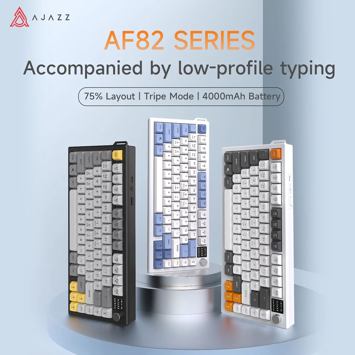 AJAZZ AF82 Gaming keyboard Series Quiet Bluetooth/2.4G Wireless/Wired 75% Layout Multimedia Knob Enjoy Dual Enjoyment for Office and Entertainment - Image 3