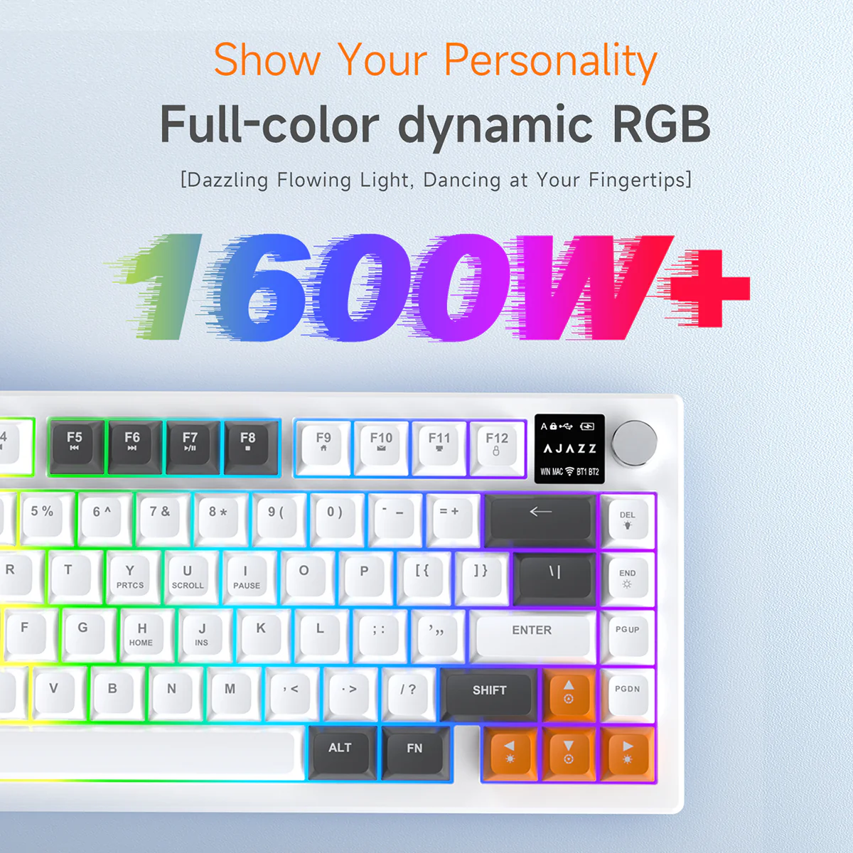 AJAZZ AF82 Gaming keyboard Series Quiet Bluetooth/2.4G Wireless/Wired 75% Layout Multimedia Knob Enjoy Dual Enjoyment for Office and Entertainment - Image 5