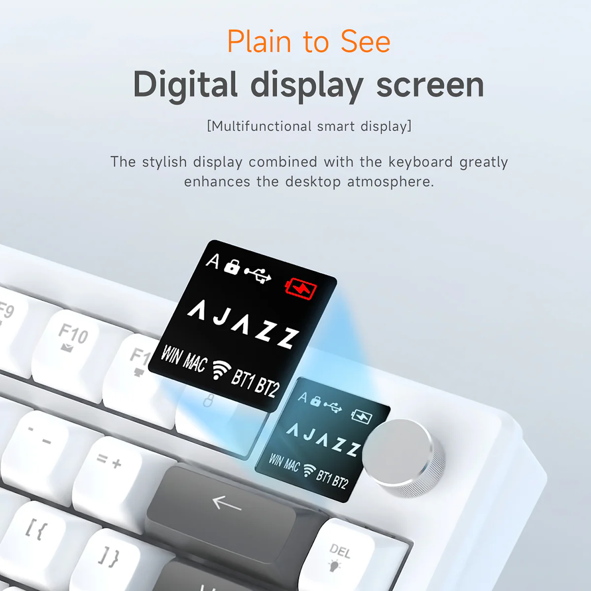 AJAZZ AF82 Gaming keyboard Series Quiet Bluetooth/2.4G Wireless/Wired 75% Layout Multimedia Knob Enjoy Dual Enjoyment for Office and Entertainment - Image 6