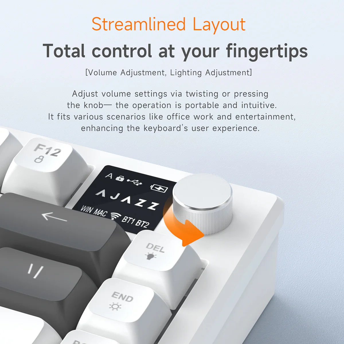 AJAZZ AF82 Gaming keyboard Series Quiet Bluetooth/2.4G Wireless/Wired 75% Layout Multimedia Knob Enjoy Dual Enjoyment for Office and Entertainment - Image 8