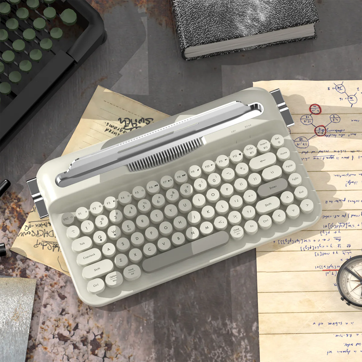 AJAZZ AF84 Wireless Keyboard Typewriter office Slot-in Stand 2.4GHz Wireless Receiver/Bluetooth - Image 15