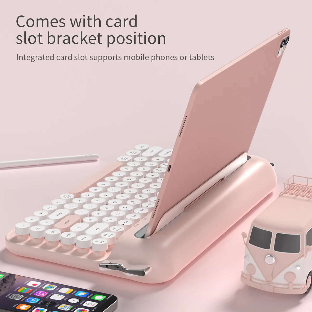 AJAZZ AF84 Wireless Keyboard Typewriter office Slot-in Stand 2.4GHz Wireless Receiver/Bluetooth - Image 16