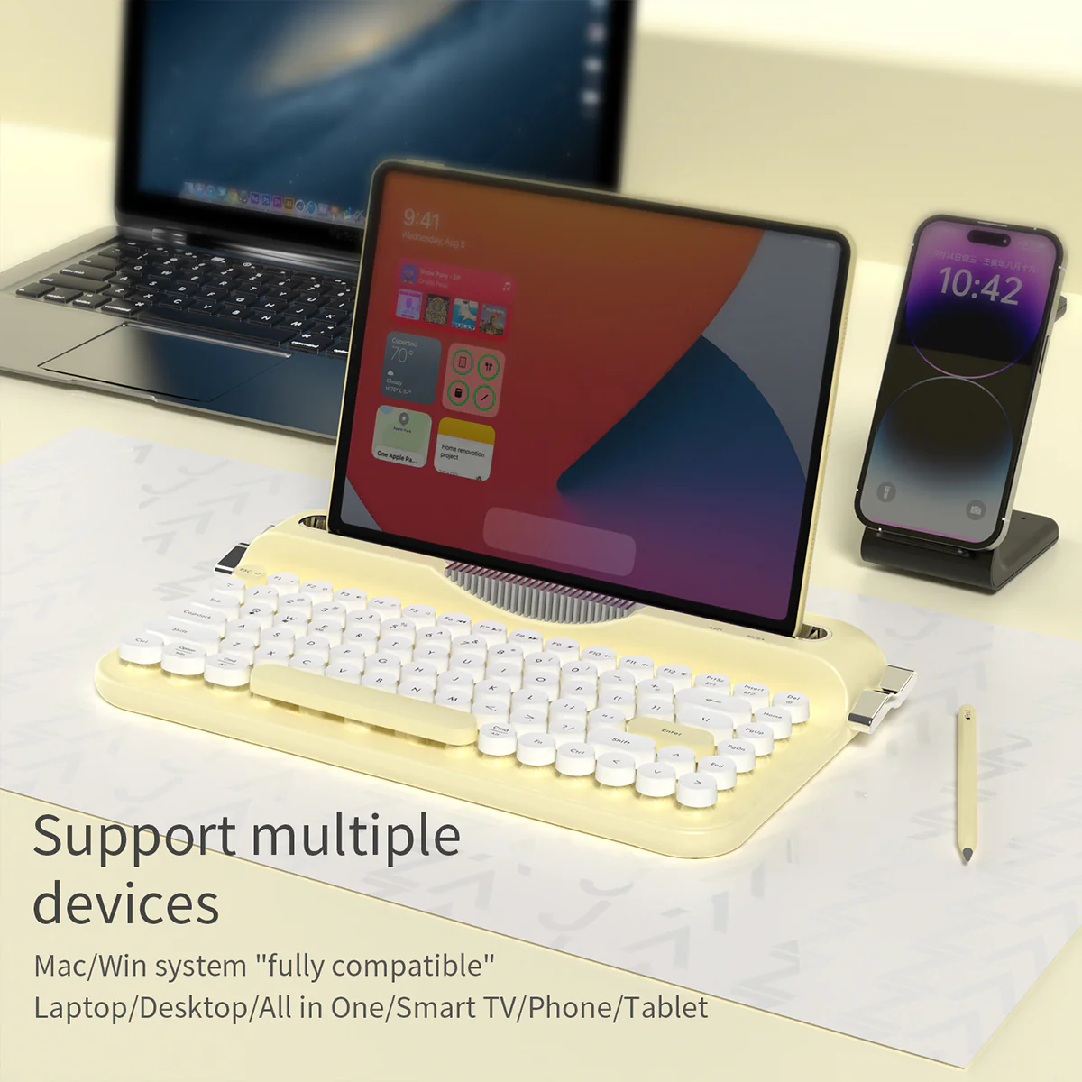 AJAZZ AF84 Wireless Keyboard Typewriter office Slot-in Stand 2.4GHz Wireless Receiver/Bluetooth - Image 18