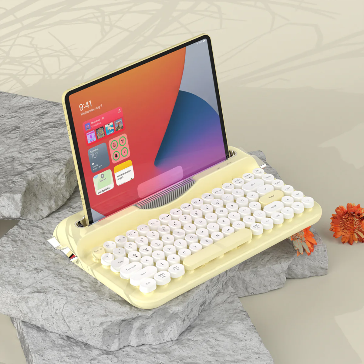 AJAZZ AF84 Wireless Keyboard Typewriter office Slot-in Stand 2.4GHz Wireless Receiver/Bluetooth - Image 19