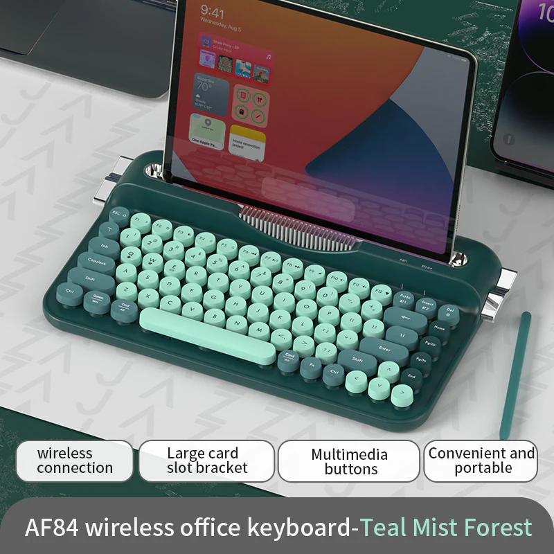AJAZZ AF84 Wireless Keyboard Typewriter office Slot-in Stand 2.4GHz Wireless Receiver/Bluetooth - Image 22