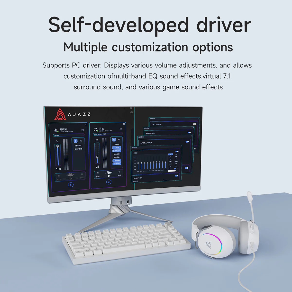 AJAZZ AHW10 gaming headsets Virtual 7.1Surround Sound Wired connection Plug-and-play RGB lighting - Image 12