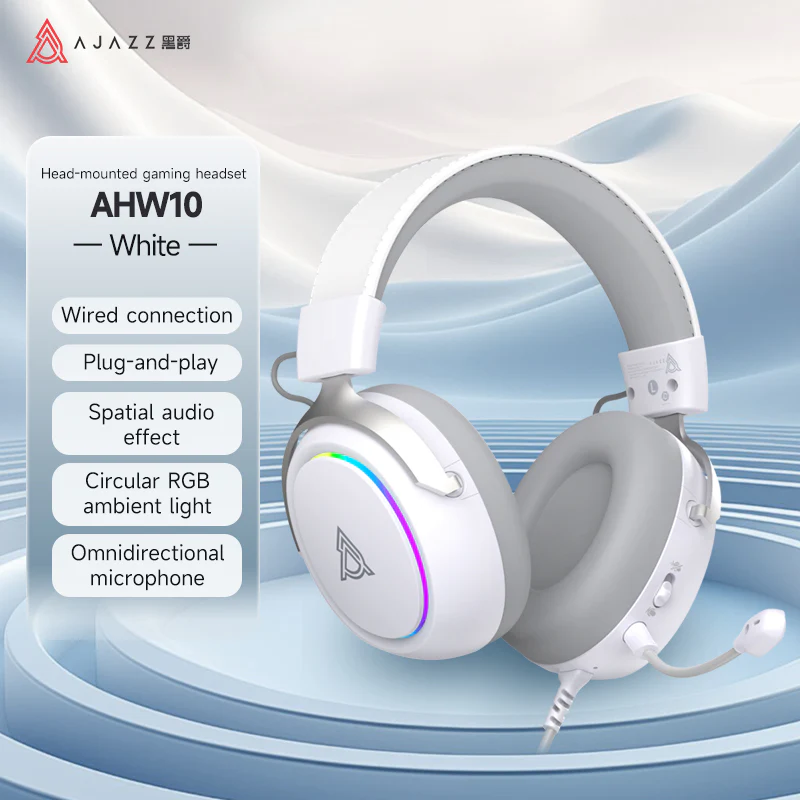 AJAZZ AHW10 gaming headsets Virtual 7.1Surround Sound Wired connection Plug-and-play RGB lighting - Image 4