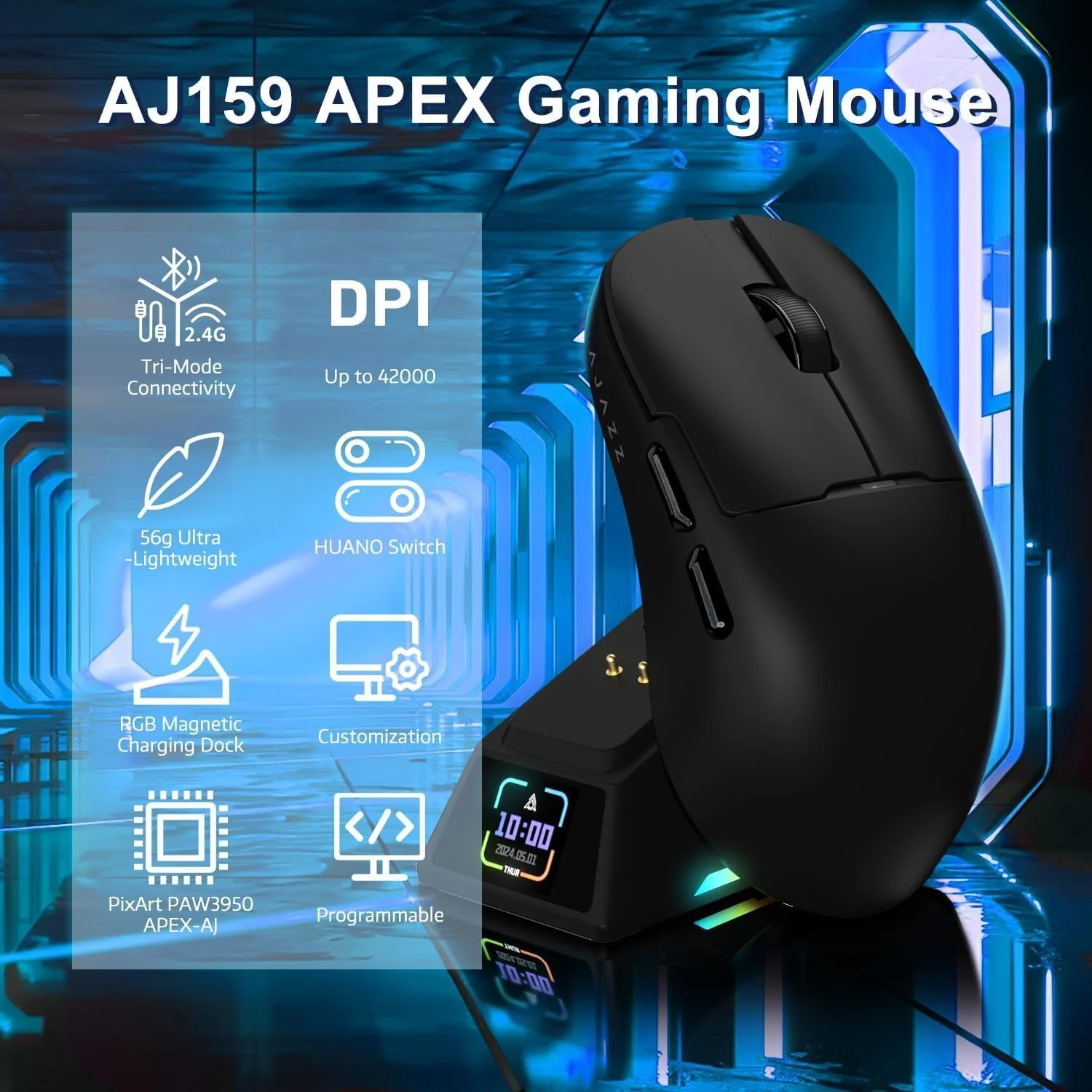 AJAZZ AJ159 APEX High-Precision 8000Hz Gaming Mouse PAW3950 Wireless - Image 31