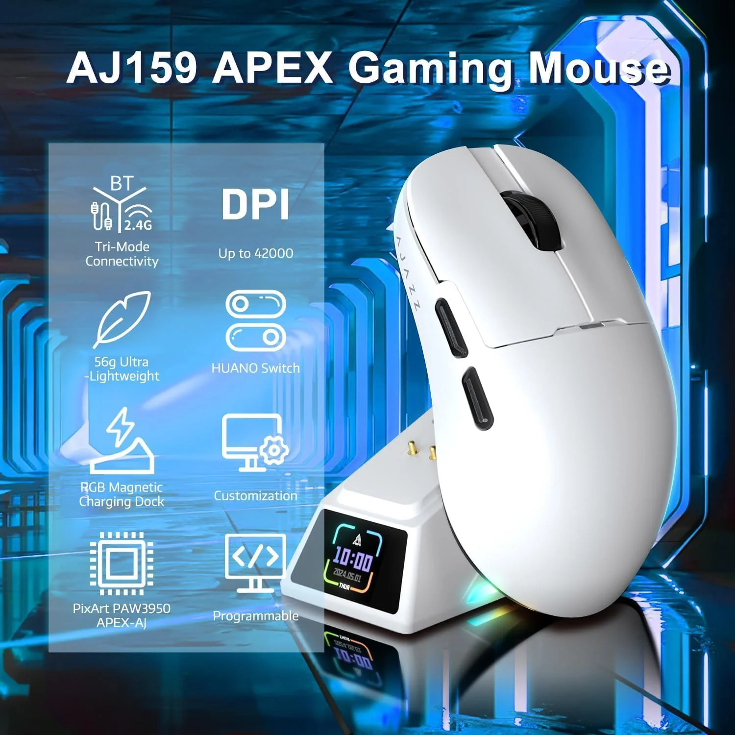 AJAZZ AJ159 APEX High-Precision 8000Hz Gaming Mouse PAW3950 Wireless - Image 32
