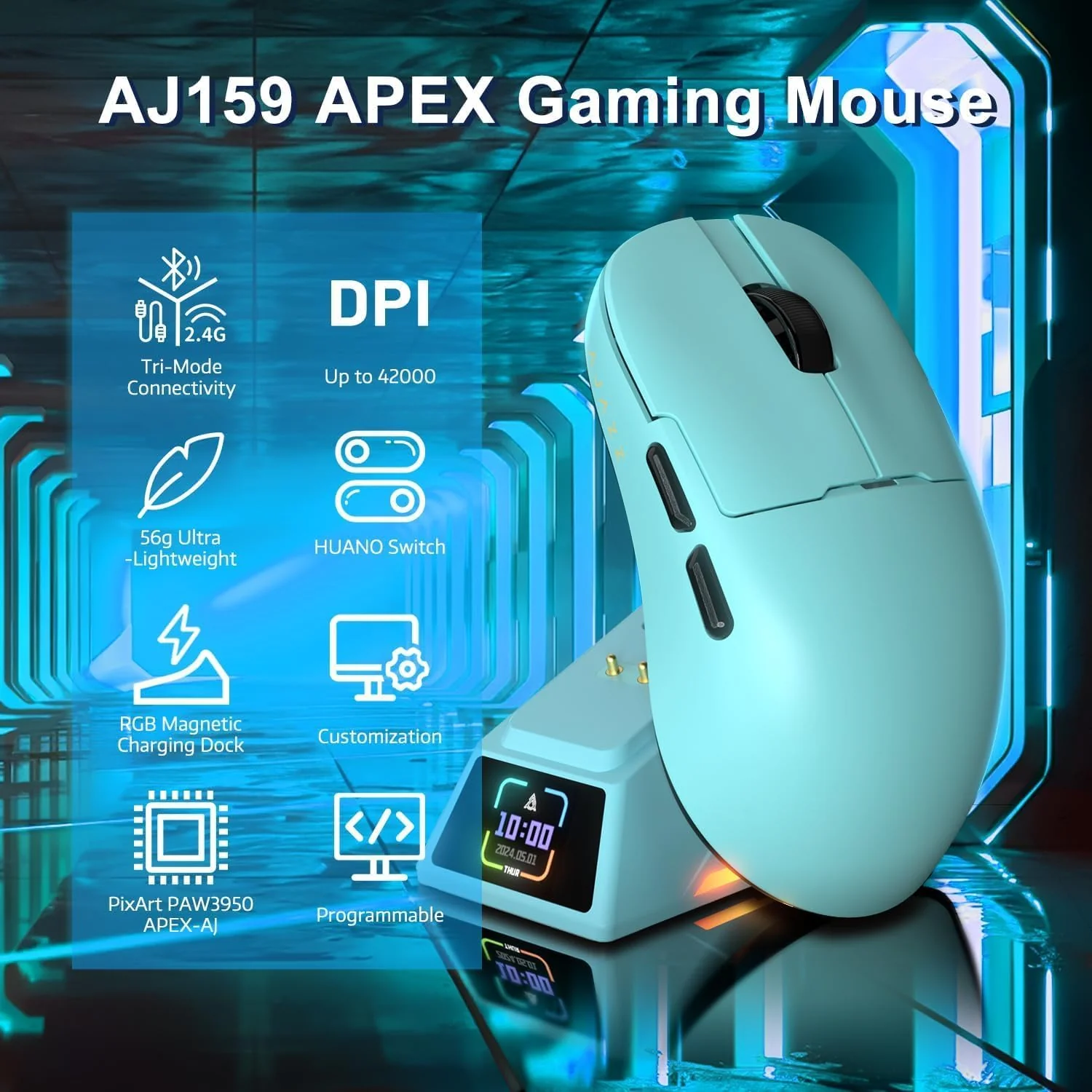 AJAZZ AJ159 APEX High-Precision 8000Hz Gaming Mouse PAW3950 Wireless - Image 33