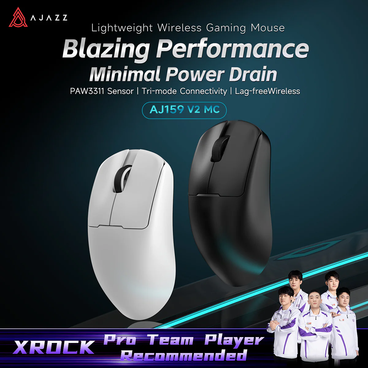 Ajazz AJ159 V2 MC Gaming Wireless Mouse with Professional Competitive Driver and Three Modes - Image 2