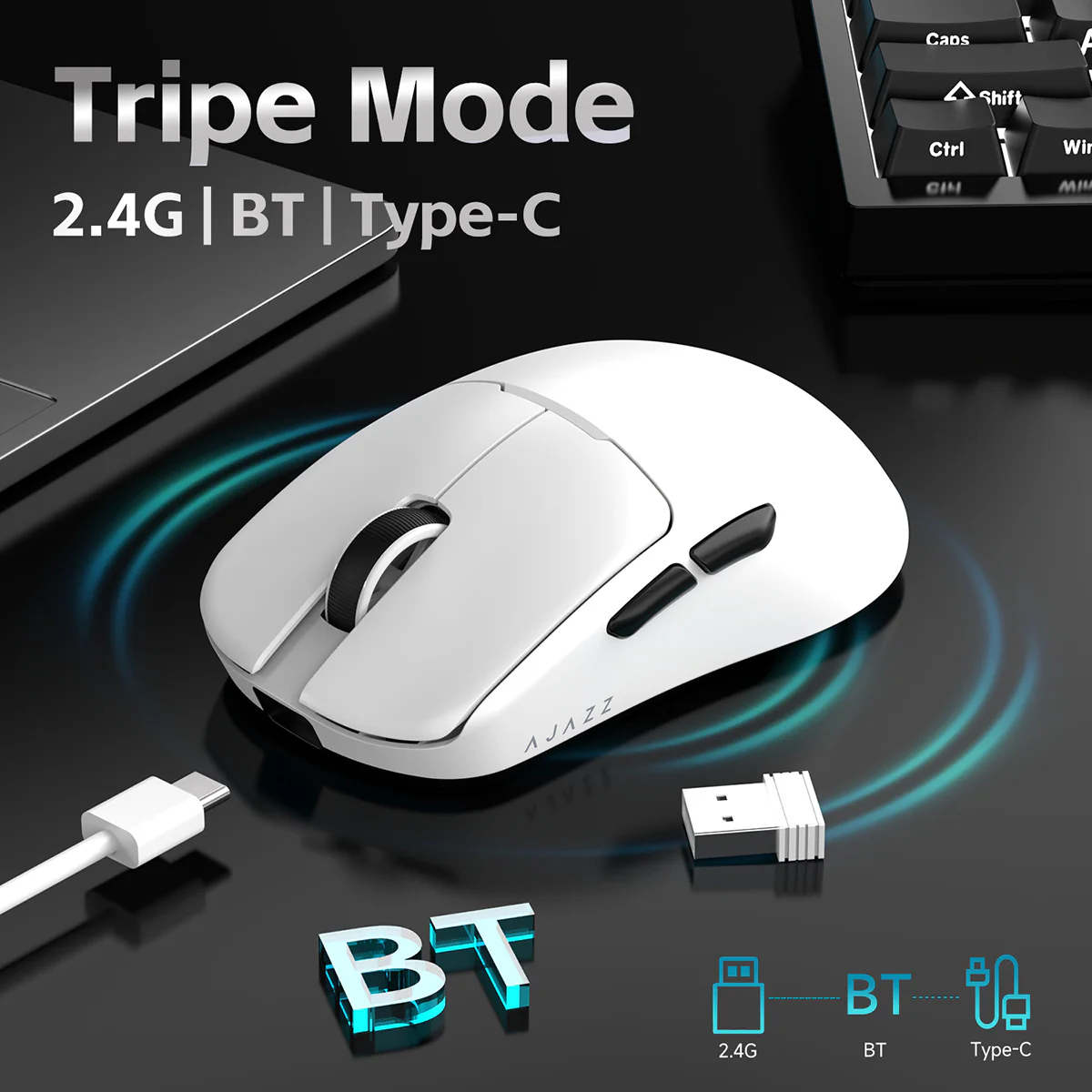 Ajazz AJ159 V2 MC Gaming Wireless Mouse with Professional Competitive Driver and Three Modes - Image 3