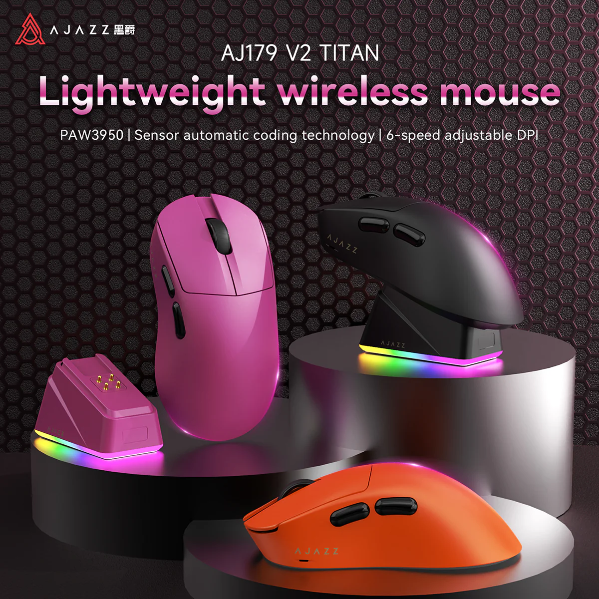 AJAZZ AJ179 TITAN Series Mouse Bluetooth Tri-mode PAW3950 8000Hz Return Rate - Image 13