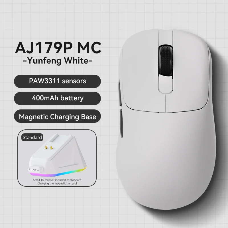 AJAZZ AJ179P MC Right-handed  Bluetooth 2.4G Mouse·PAW3311 Three Modes RGB Magnetic Charging Base - Image 4
