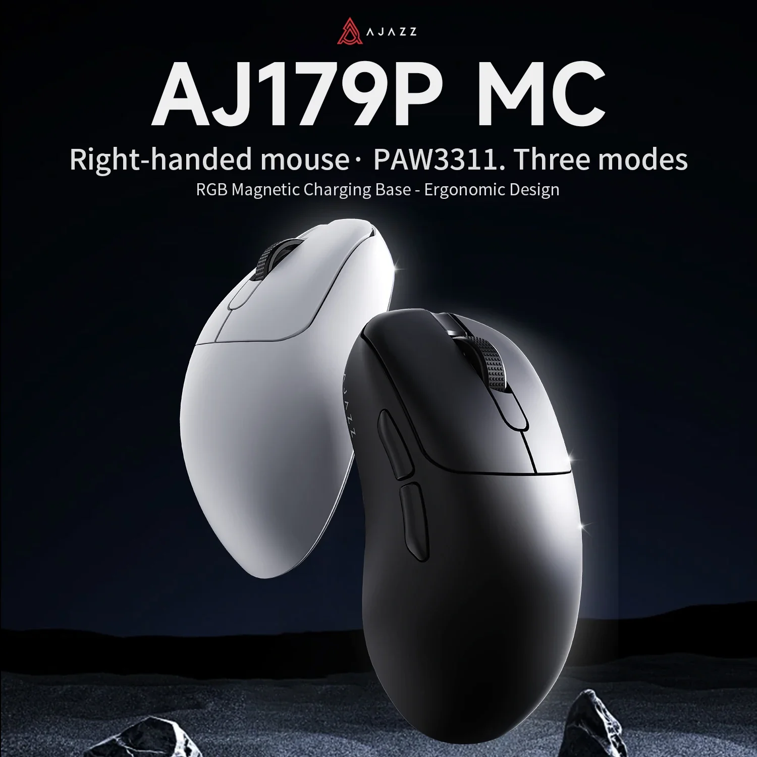 AJAZZ AJ179P MC Right-handed  Bluetooth 2.4G Mouse·PAW3311 Three Modes RGB Magnetic Charging Base - Image 5