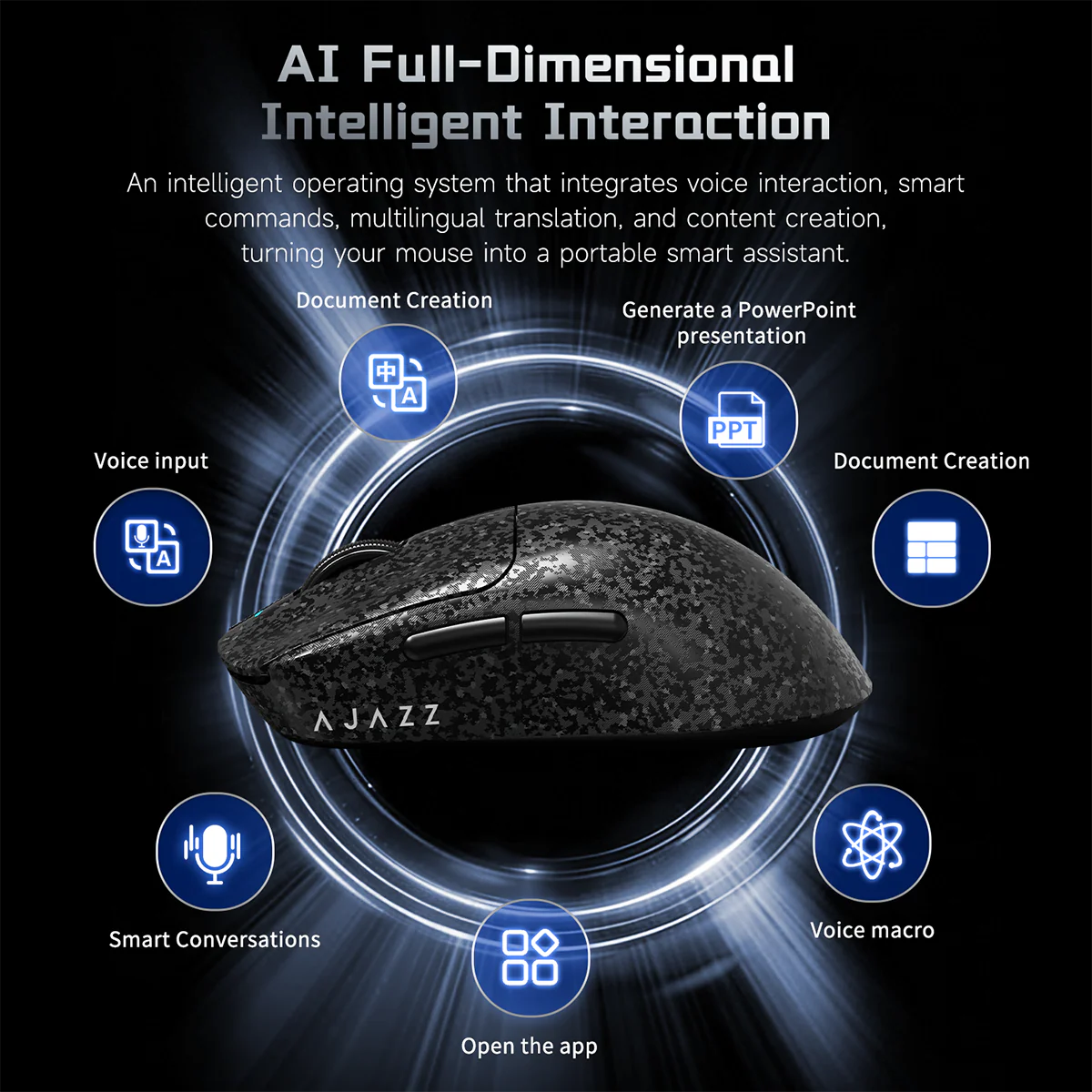 AJAZZ AJ199 AI Carbon fiber compositeTri-Mode AI Mouse Composite carbon fiber shell I Al Interaction - Image 8