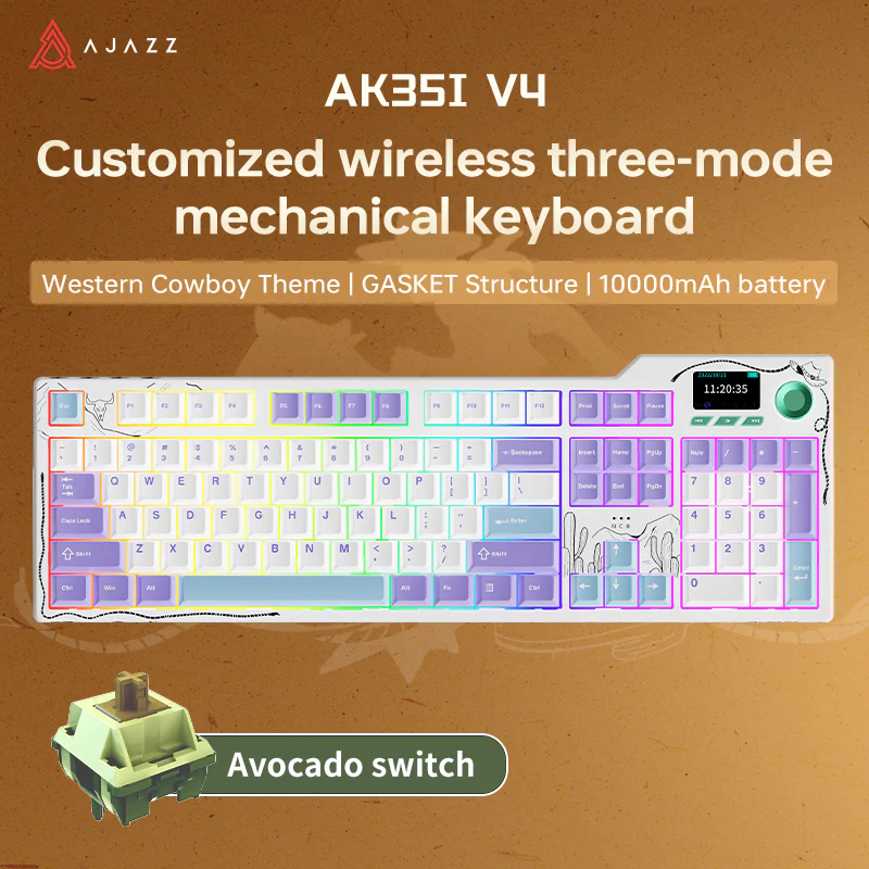 AJAZZ AK35I V4 Gaming Mechanical Keyboard Full size Wired/2.4G Wireless/Bluetooth adapter 1.14-inch color screen volume knob hot-swappable 10000mAh battery - Image 15