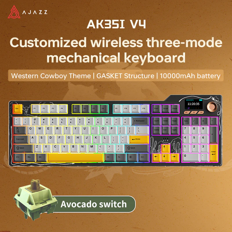 AJAZZ AK35I V4 Gaming Mechanical Keyboard Full size Wired/2.4G Wireless/Bluetooth adapter 1.14-inch color screen volume knob hot-swappable 10000mAh battery - Image 16