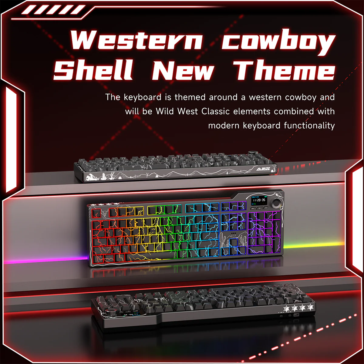 AJAZZ AK35I V4 Gaming Mechanical Keyboard Full size Wired/2.4G Wireless/Bluetooth adapter 1.14-inch color screen volume knob hot-swappable 10000mAh battery - Image 20