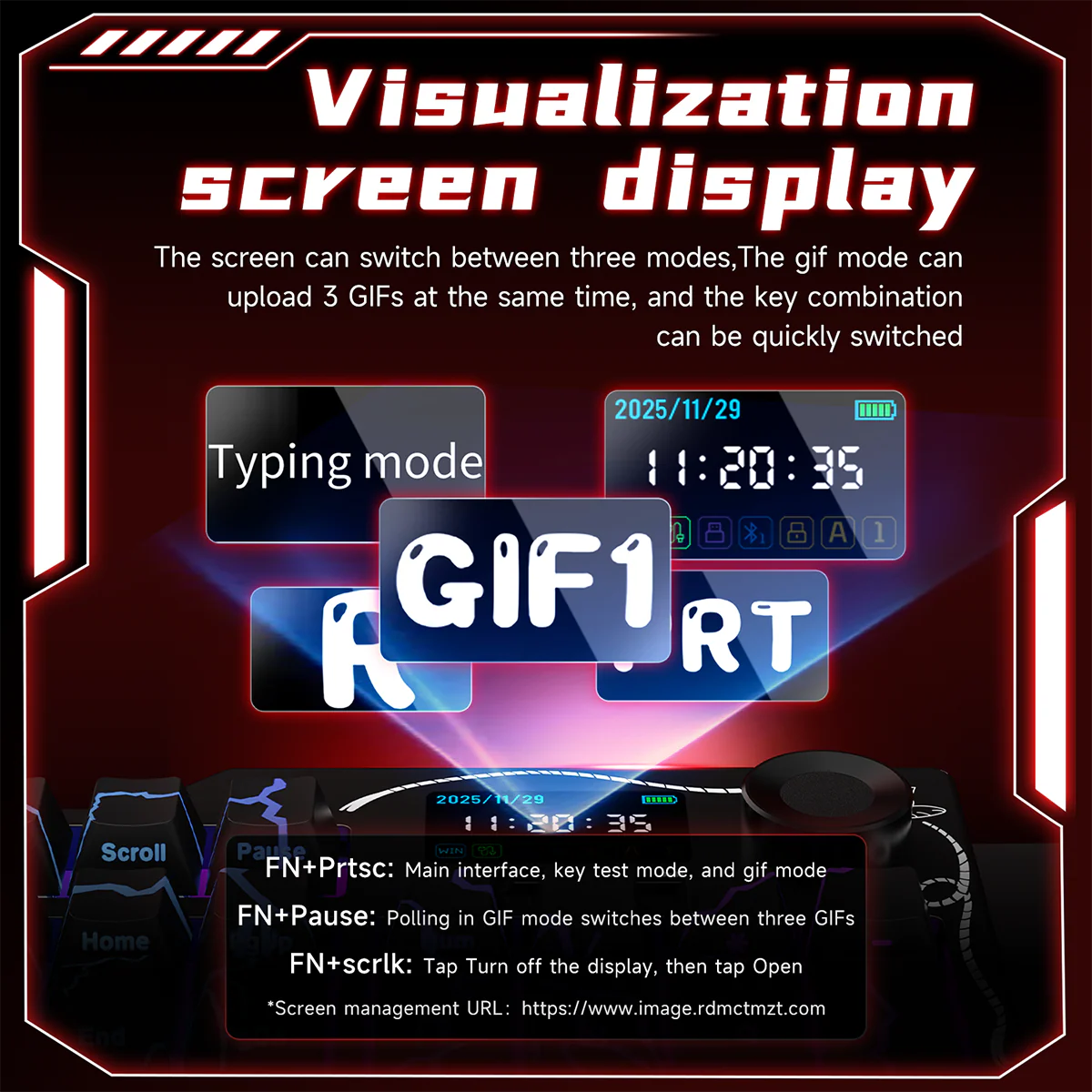 AJAZZ AK35I V4 Gaming Mechanical Keyboard Full size Wired/2.4G Wireless/Bluetooth adapter 1.14-inch color screen volume knob hot-swappable 10000mAh battery - Image 21