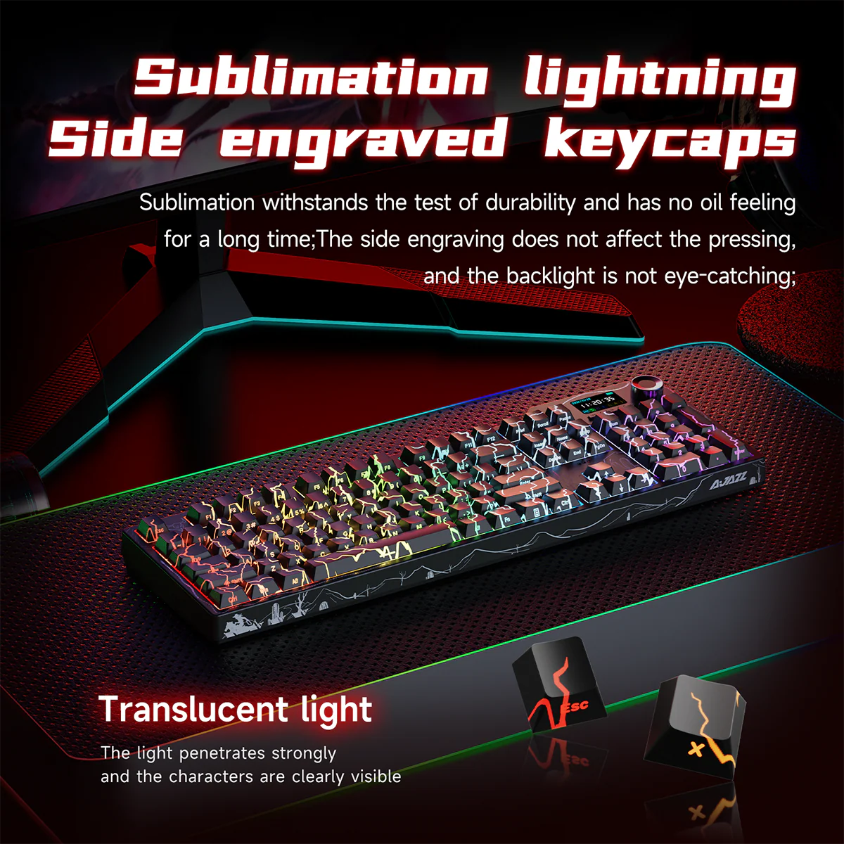 AJAZZ AK35I V4 Gaming Mechanical Keyboard Full size Wired/2.4G Wireless/Bluetooth adapter 1.14-inch color screen volume knob hot-swappable 10000mAh battery - Image 23
