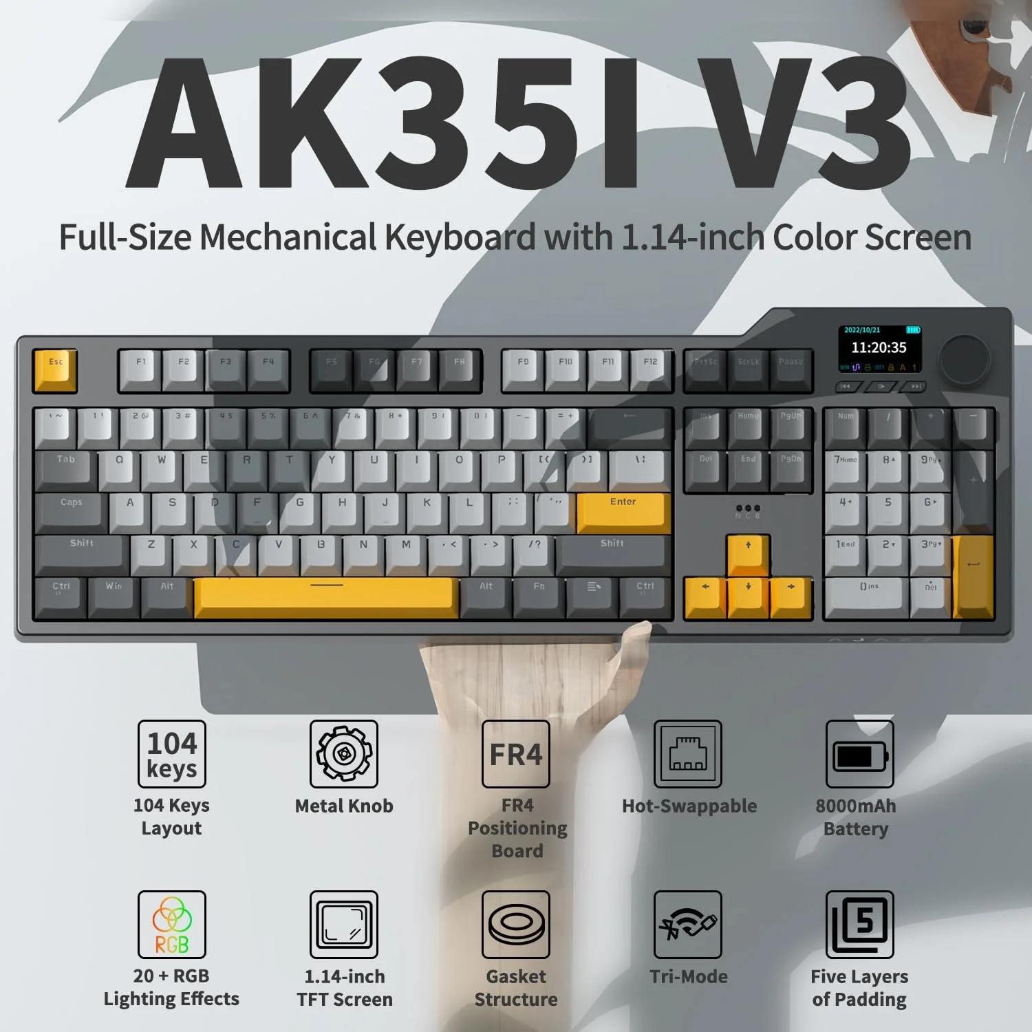 AJAZZ AK35I V3 MAX 104-key customized Keyboard TFT color screen Tri-mode RGB DIY - Image 11