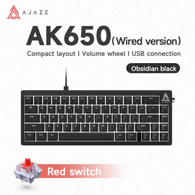 Ajazz AK650 Wired Gaming Mechanical Keyboard volume knob full-key hot-swappable switches - Image 13