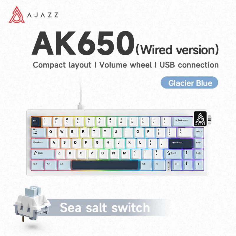 Ajazz AK650 Wired Gaming Mechanical Keyboard volume knob full-key hot-swappable switches - Image 14