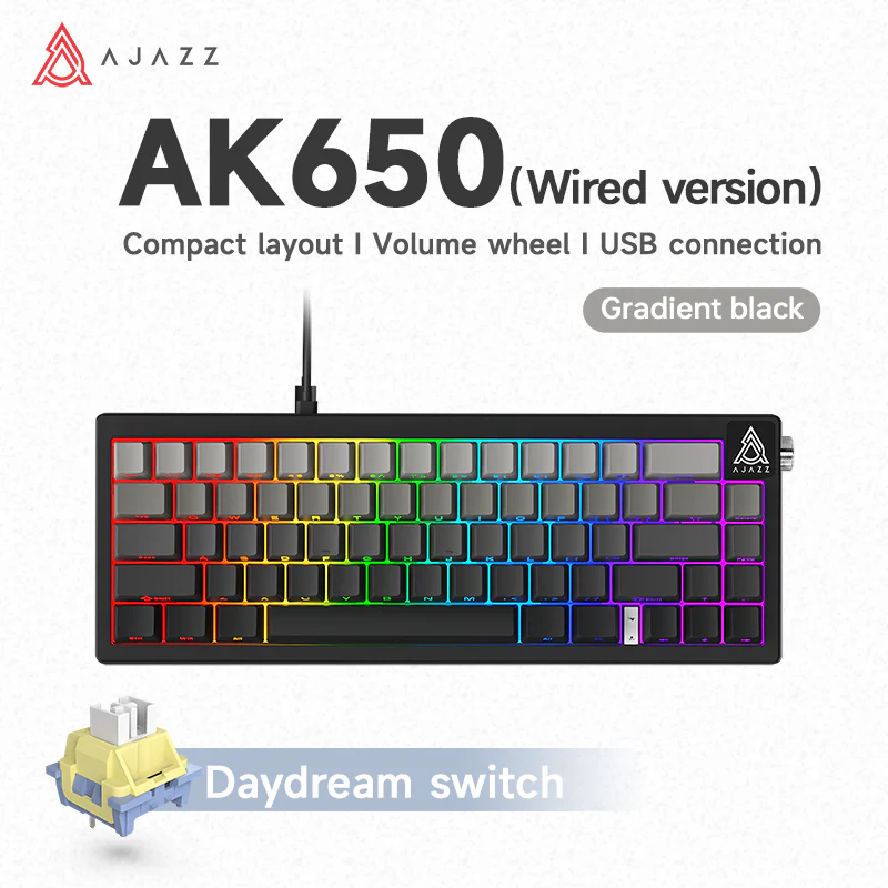 Ajazz AK650 Wired Gaming Mechanical Keyboard volume knob full-key hot-swappable switches - Image 19