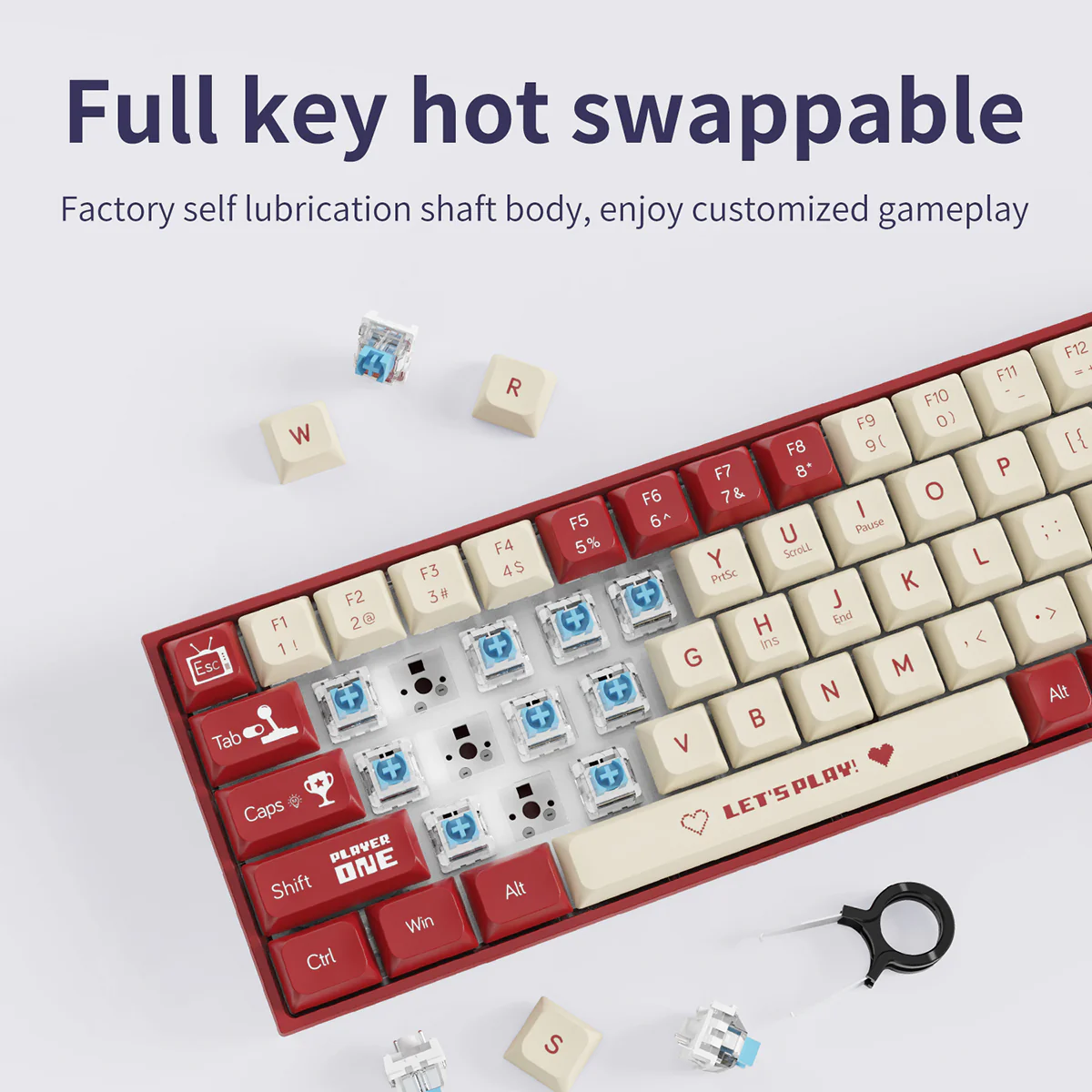 AJAZZ AK680 Keyboard wired Mixed color lights Dual key caps Full key hot swappable - Image 10