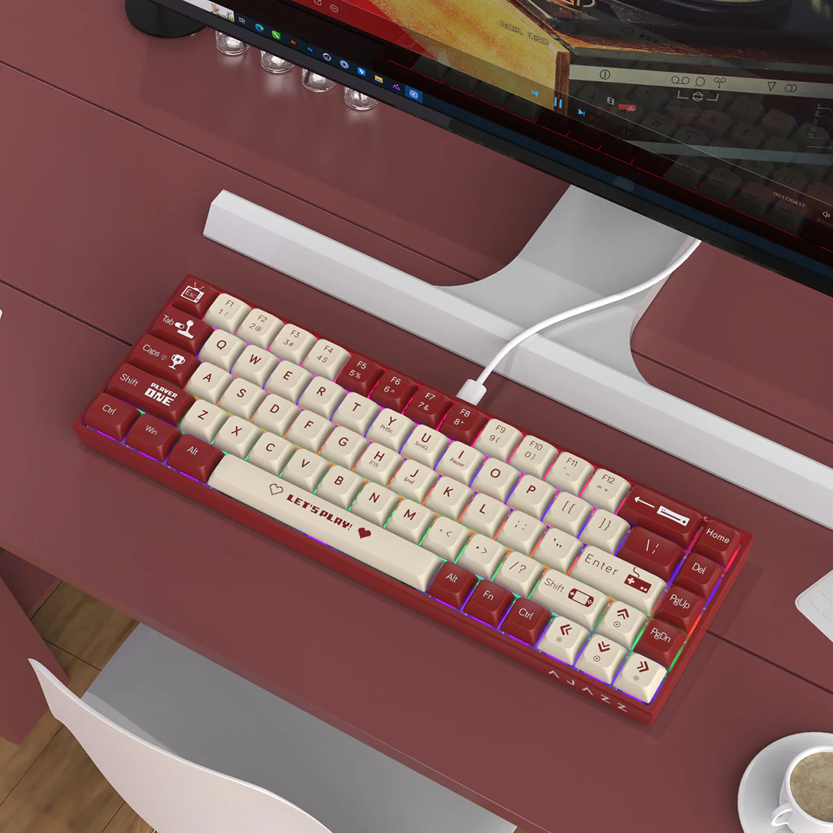 AJAZZ AK680 Keyboard wired Mixed color lights Dual key caps Full key hot swappable - Image 11