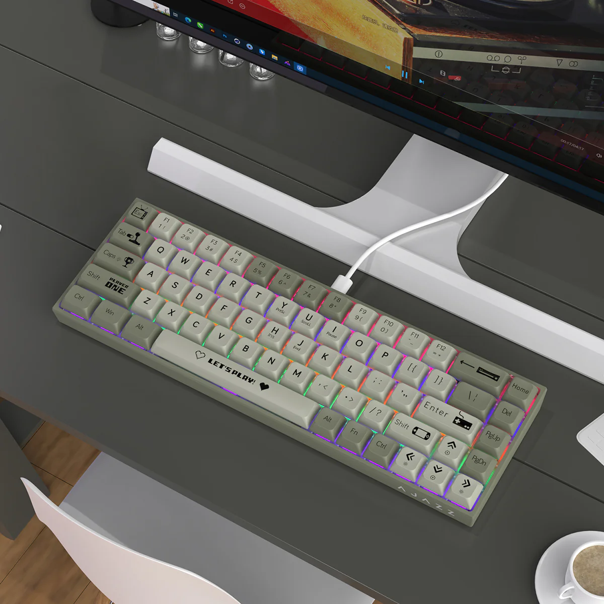 AJAZZ AK680 Keyboard wired Mixed color lights Dual key caps Full key hot swappable - Image 14