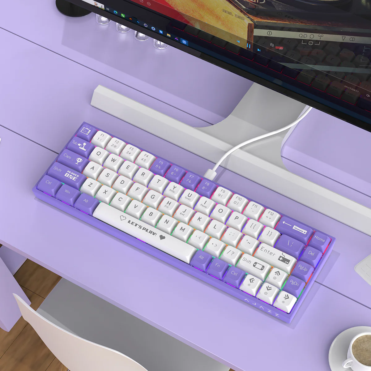 AJAZZ AK680 Keyboard wired Mixed color lights Dual key caps Full key hot swappable - Image 18