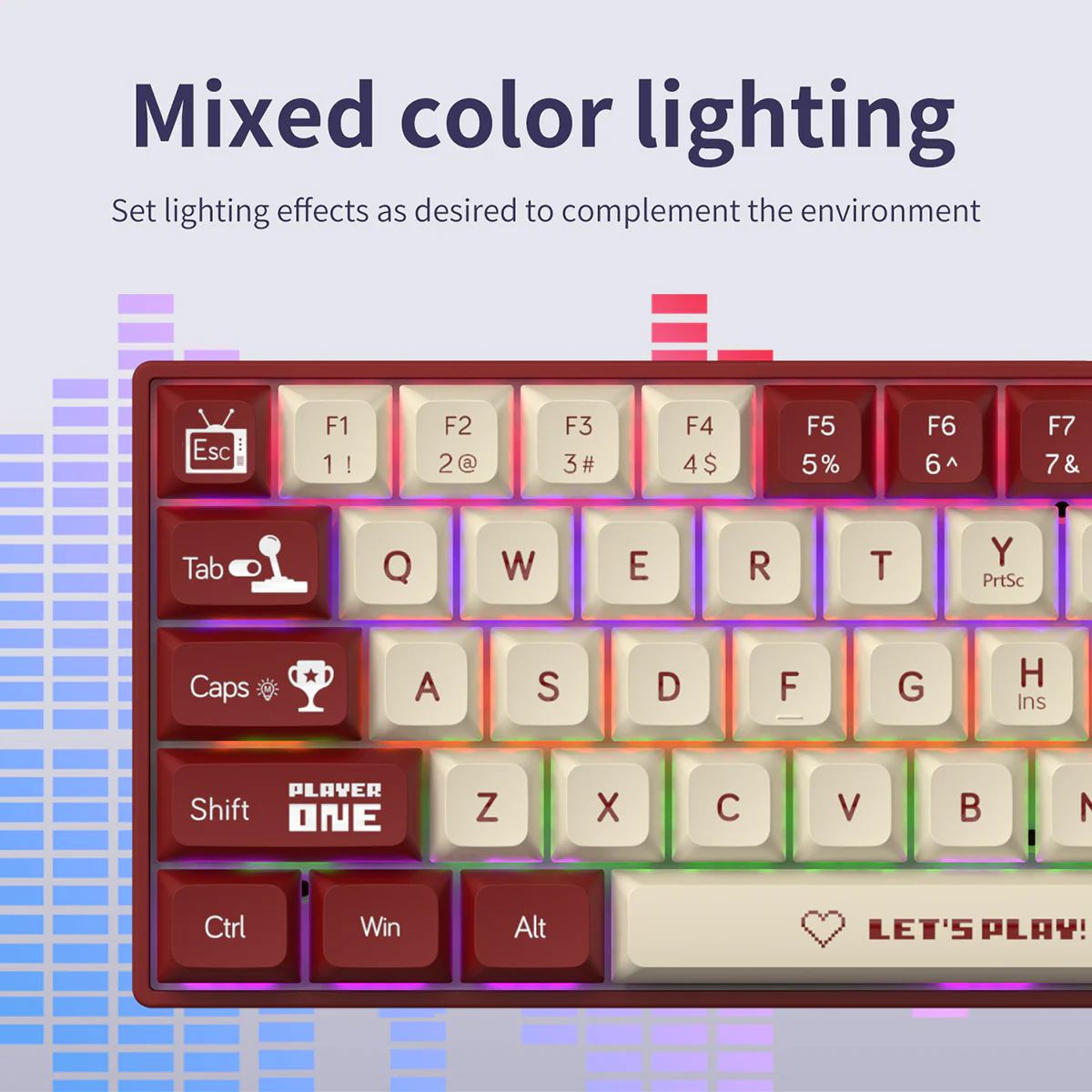 AJAZZ AK680 Keyboard wired Mixed color lights Dual key caps Full key hot swappable - Image 7