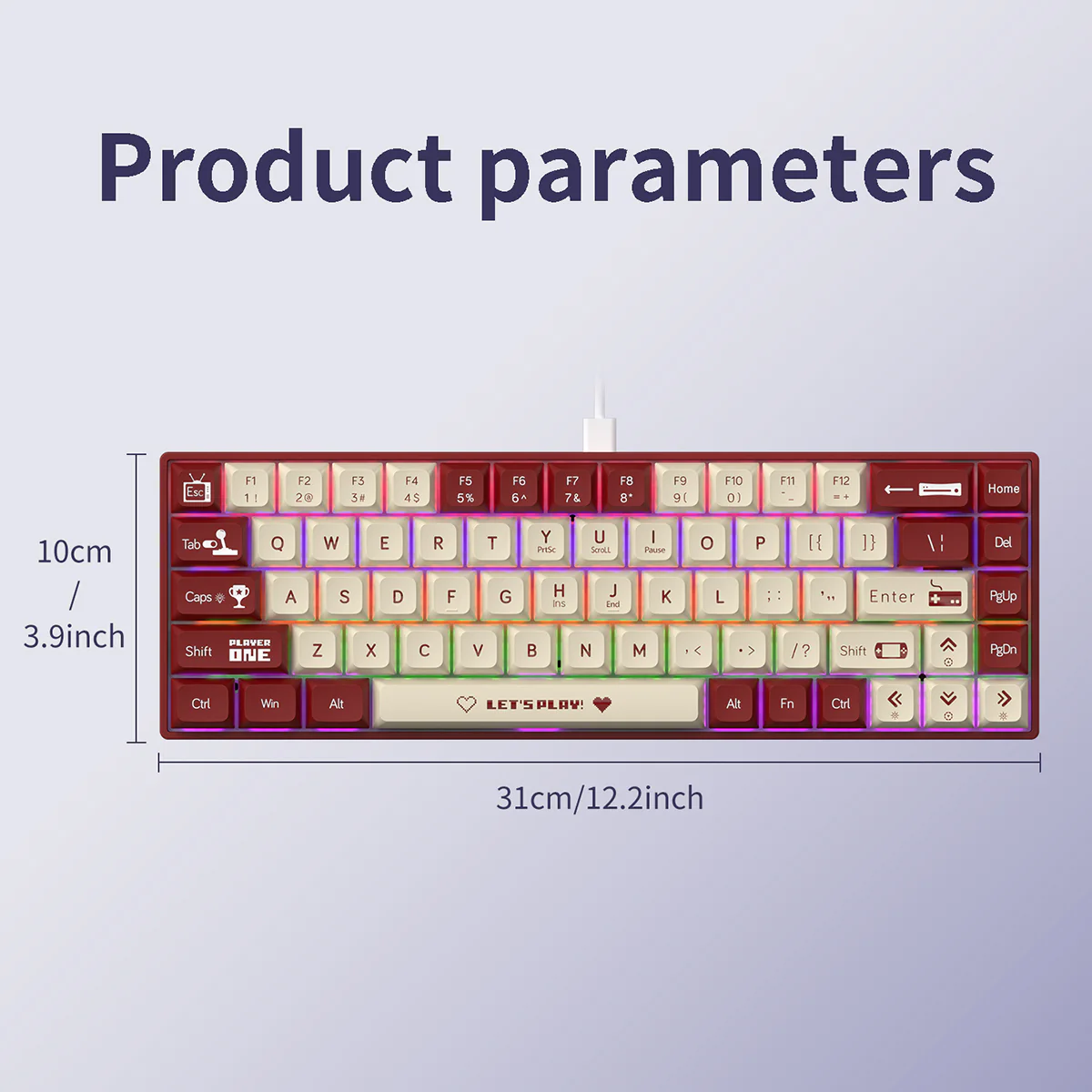 AJAZZ AK680 Keyboard wired Mixed color lights Dual key caps Full key hot swappable - Image 8