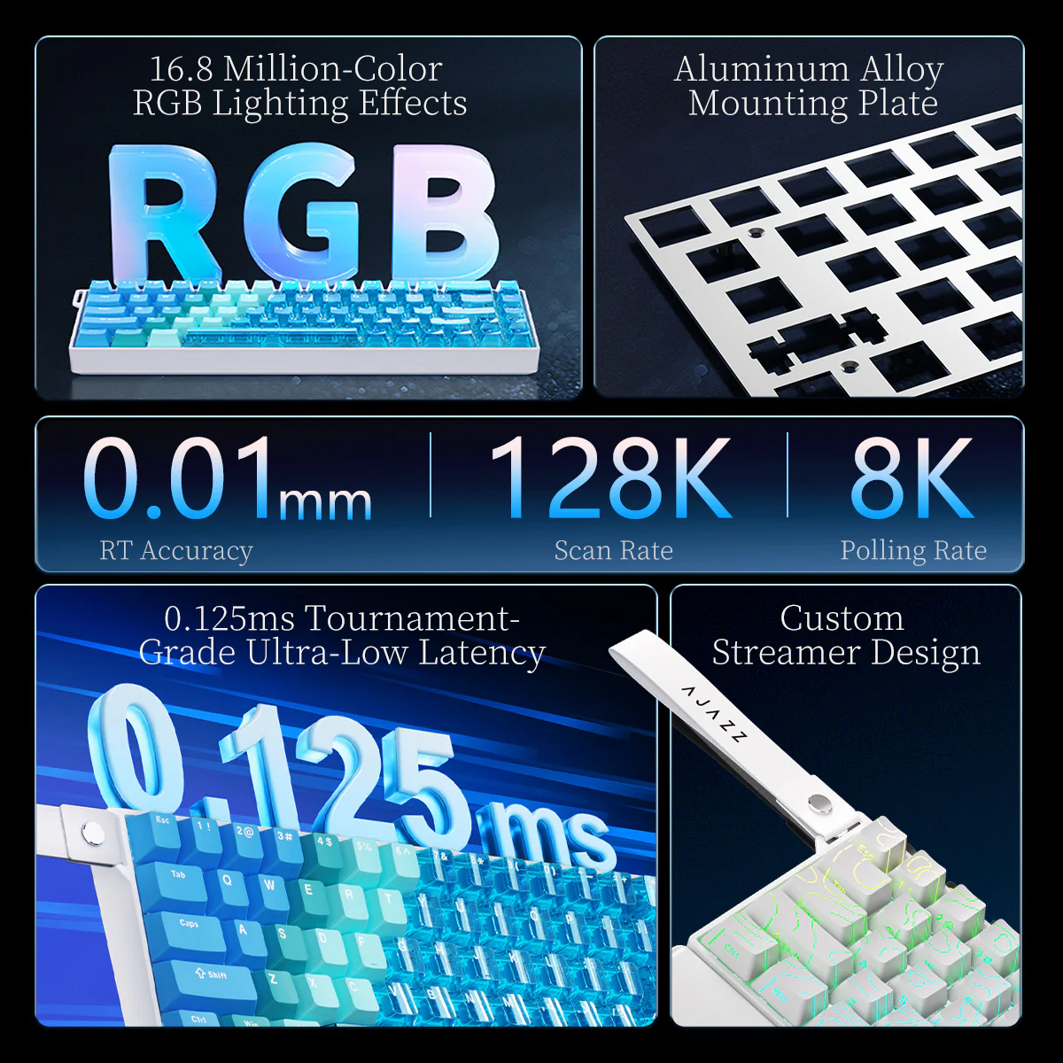 AJAZZ AK680 V2 Gaming mechanical keyboard RGB E-sports magnetic switch 8K Polling Rate 128K Ultra-high Scan Rate Aluminum Alloy Positioning Plate Ribbon Design - Image 14